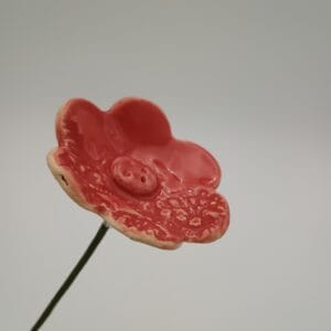 Kwiaty ceramiczne czerwone z płatkami - Maryla