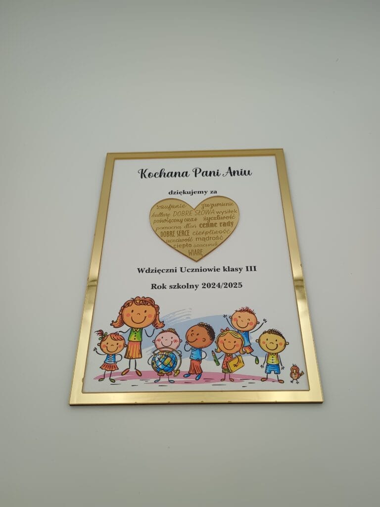 Tablica pamiątkowa akrylowa - podziękowanie, kolorowy druk