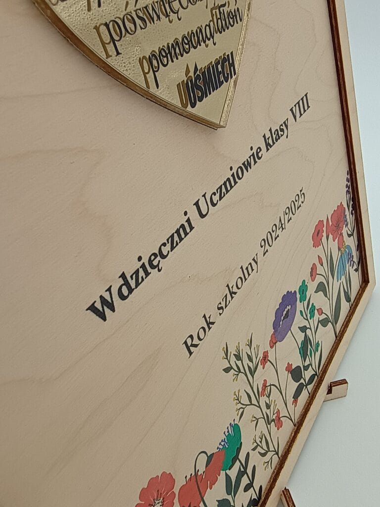 Tablica pamiątkowa sklejka z ramką - podziękowanie